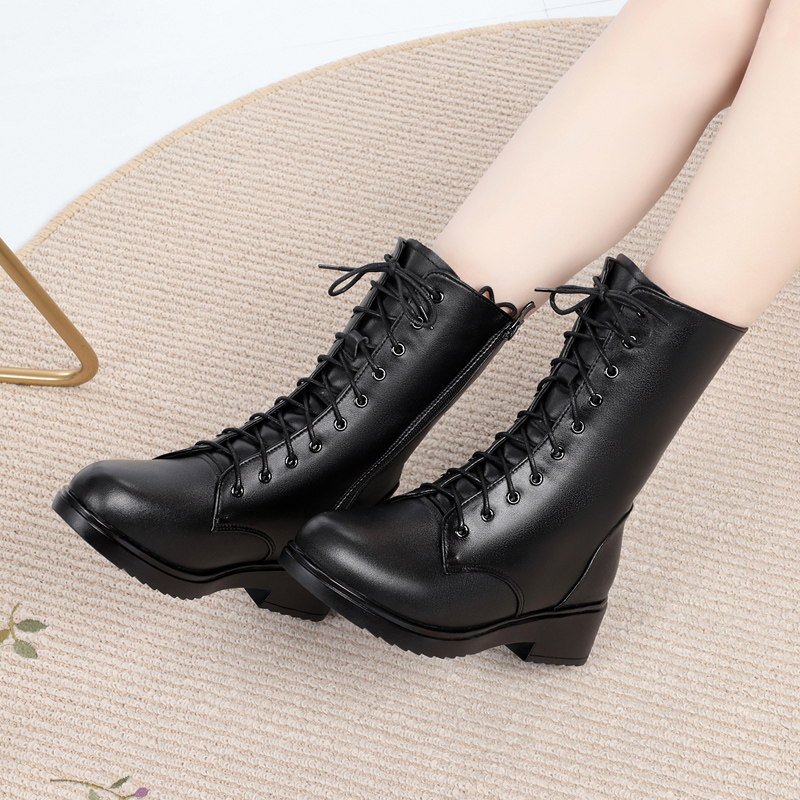 AIYUQI 2024 Boots Women Winter Shoes New Genuine Leather Biker Boots Women Large Size Casual Marton Bots Women