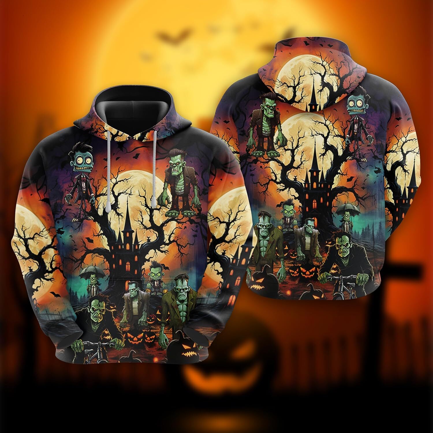 Hoodie for Mens Womens Halloween Hoodies for Men Pullover Sweatshirts, Mens 3D Haunted House Hooded Sweatshirt Series 01 Graphic Hoodies sweatshirt 20