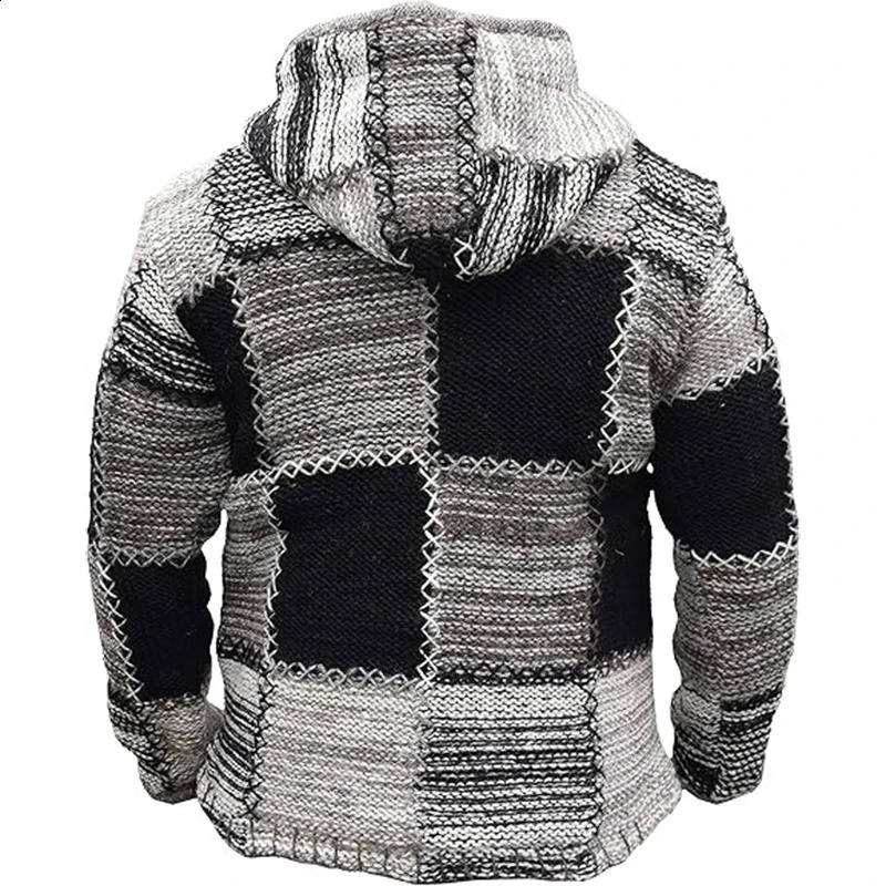 Fashionable Mens Sweater Hoodie Retro Zipper Long Sleeve Splicing Work Autumn Fashion Knitted 240902