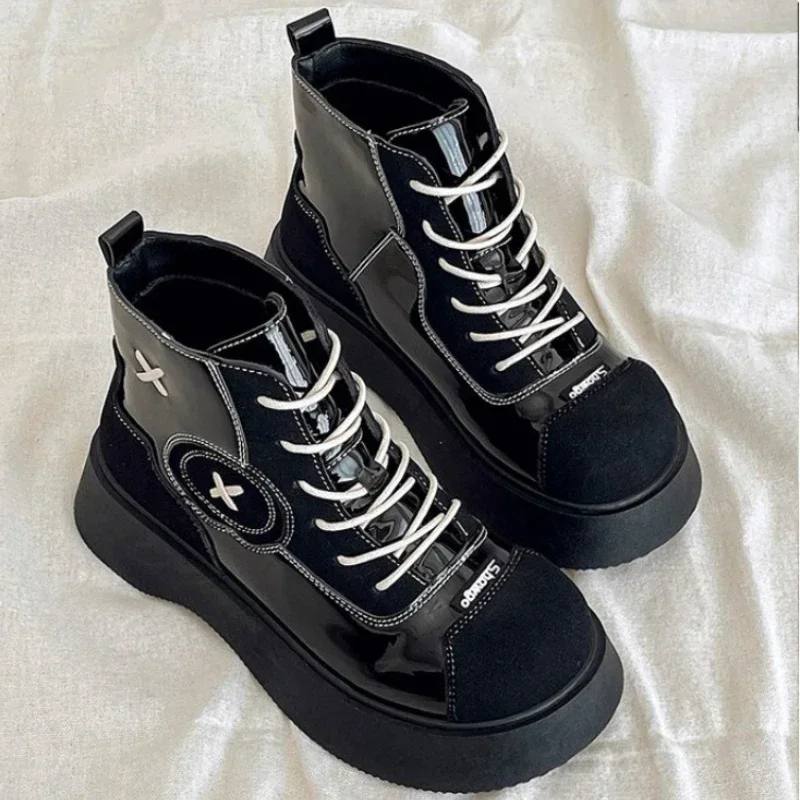 Gothic Cross 2024 Spider Decoration Punk Hotgirl Holy Light Knight Dark Style Y2K Women's Shoes 35-41 2c77