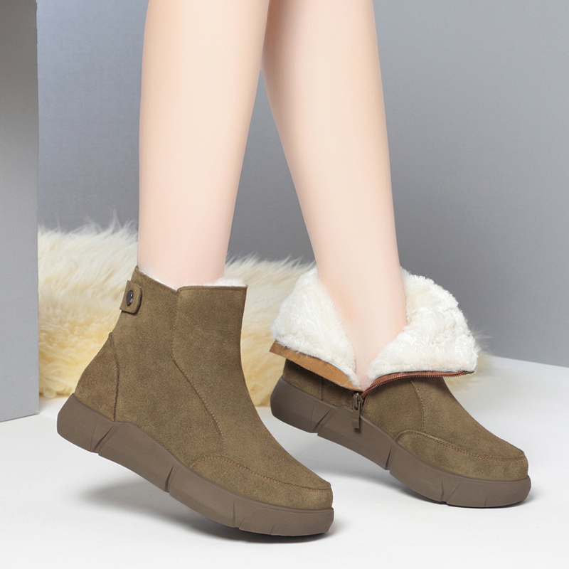 AIYUQI Snow Boot Women 2024 Winter New Suede Genuine Leather Women Short Boots Natural Wool Warm Non-slip Women's Ankle Boots