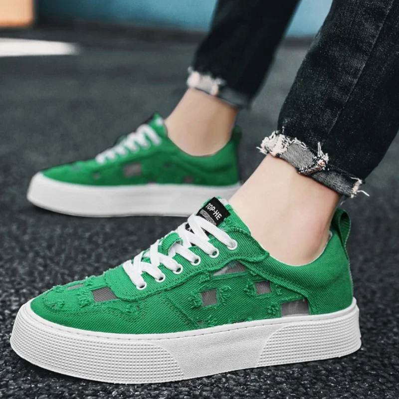 Fashion Canvas Platform Sport Shoes Wear-resistant Breathable Trendy Men's Casual Vulcanized Shoes2024 cd2b