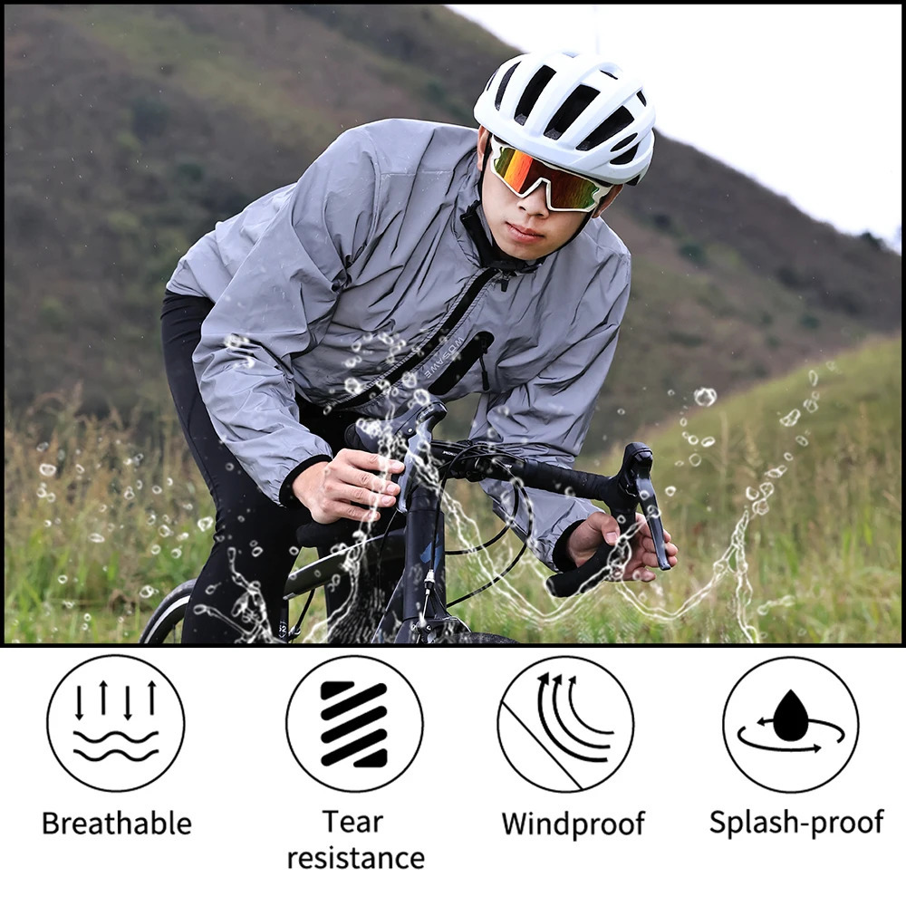 WOSAWE Full Reflective Cycling Jacket Mens Coat Spring Autumn Bicycle Windbreaker Bike Soft Windproof Waterproof Running Jacket 240902