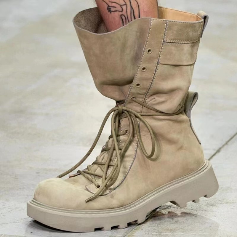 Fashion 2024 New Cow Suede Leather Western Mid Calf Women Round Toe Block Heels Autumn Winter Ankle Boots Ladies Shoes aa73