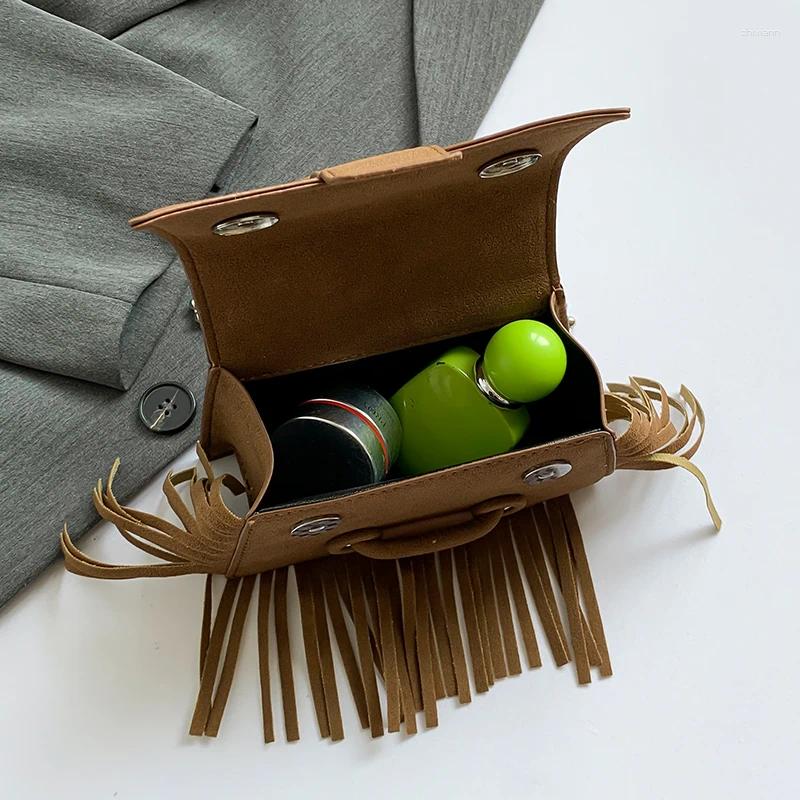 2025 NEW Drawstring Vintage Suede Leather Crossbody Bag PU Women's Handbag And Purse Ladies Tassel Shoulder Mini Travel zhanyishengli