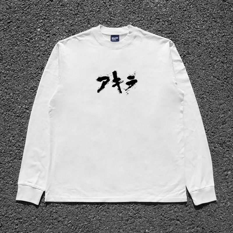 AKIRA Oversize Cotton Long sleeved T shirt Y2K Hip Hop High Street Man Vintage Tees Tops Spring and autumn 240903