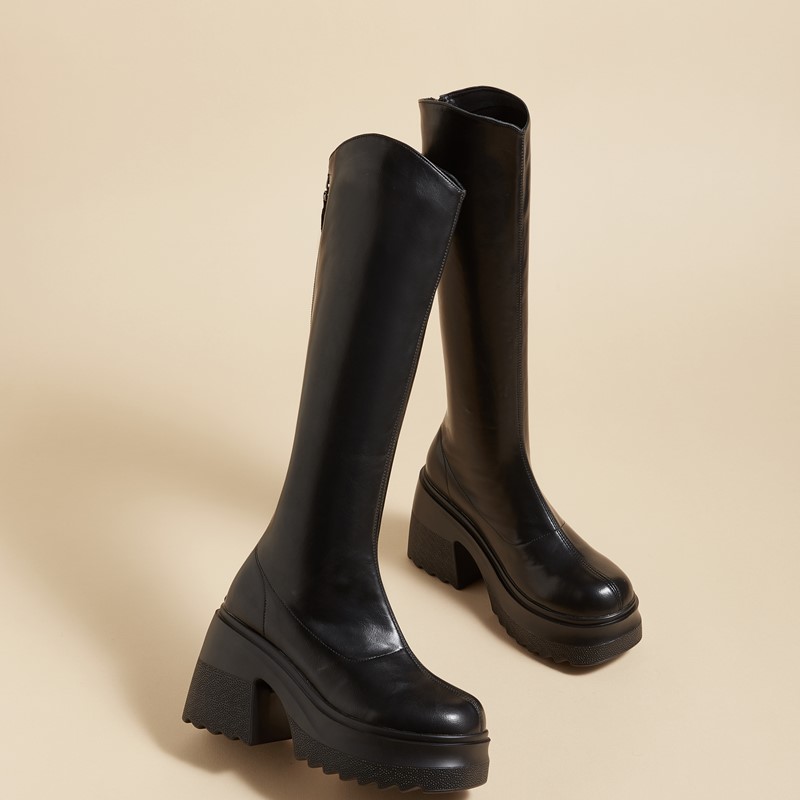 AIYUQI High Heel Boots Women Autumn 2024 New Genuine Leather Platform Boots Women Skinny Leg 10cm Heel High Female Rider Boots