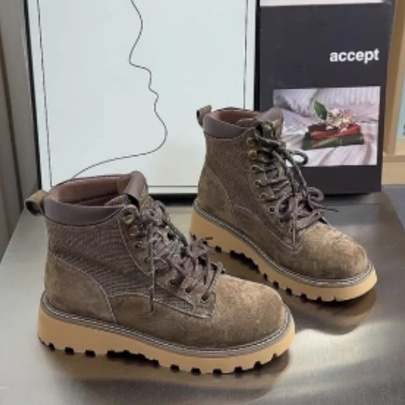 Station European Vintage Women's 2024 Autumn New Thick-Soled British Small Western Style Short Boots 9971 46c6