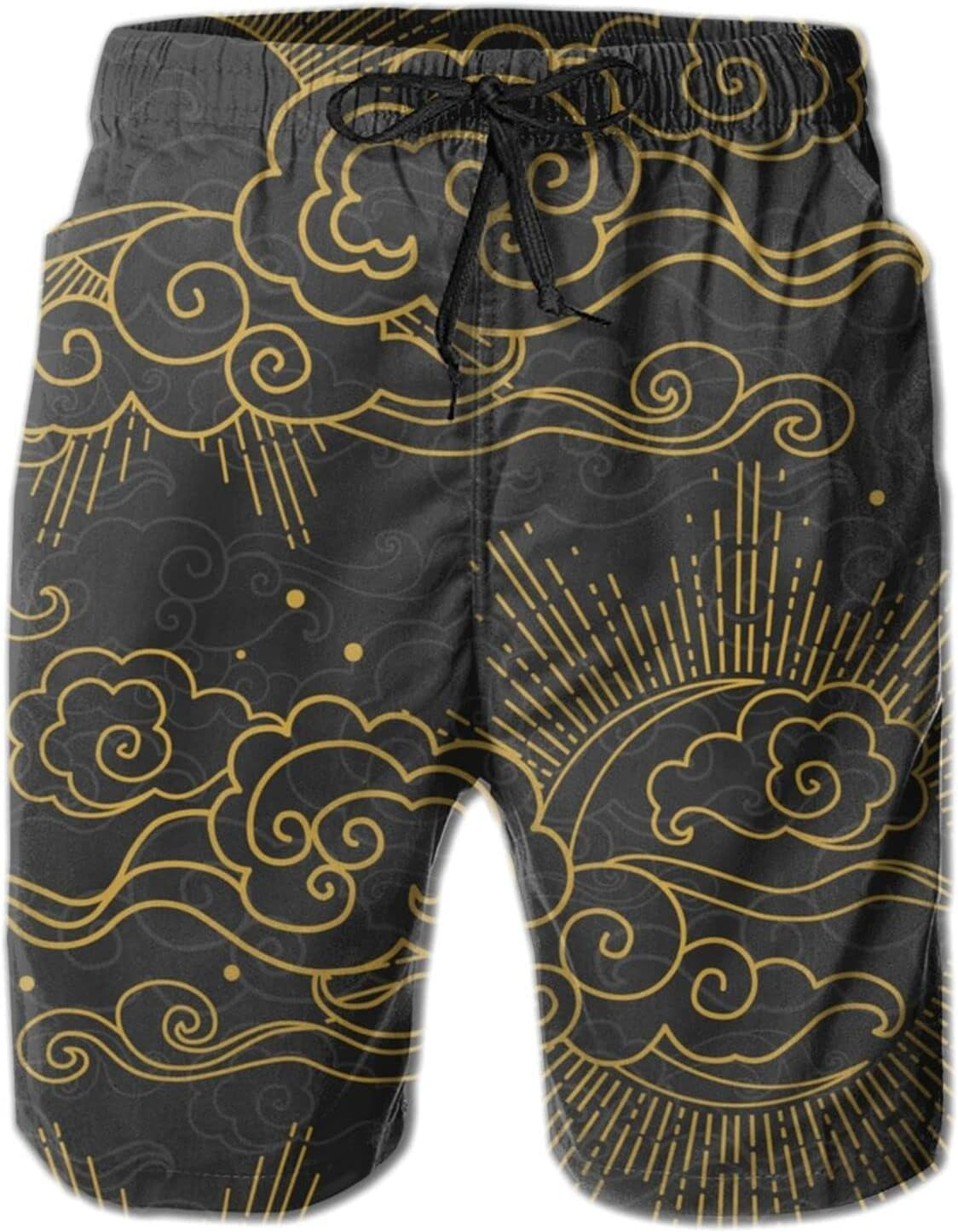 Mens Shorts 3D Printed Pattern Abstract Sun And Clouds Swim Trunks Quick Dry Fashion Beach Board Swimwear