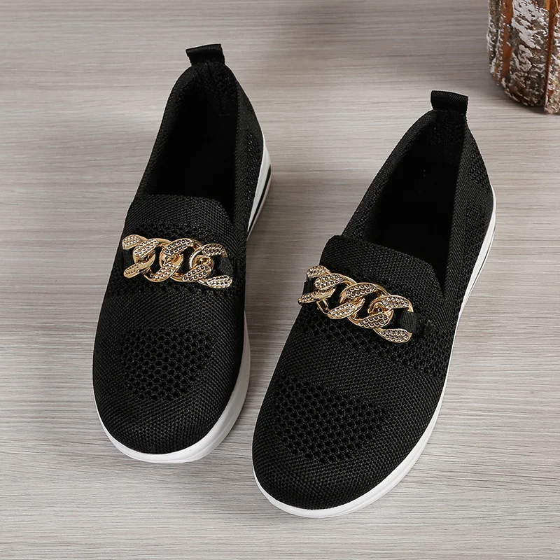 Breathable New New Knit Loafers for Women Plus Size 43Light Weight Soft Sole Flats Woman Autumn Anti-Slip Casual Shoes Ladies 7eb3