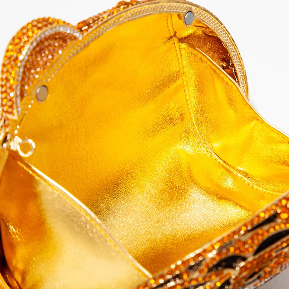 Three-D Tiger Head Crystal Evening Clutch Bags For Wedding Party Metal Rhinestone Novelty Purses And Handbags er 240903