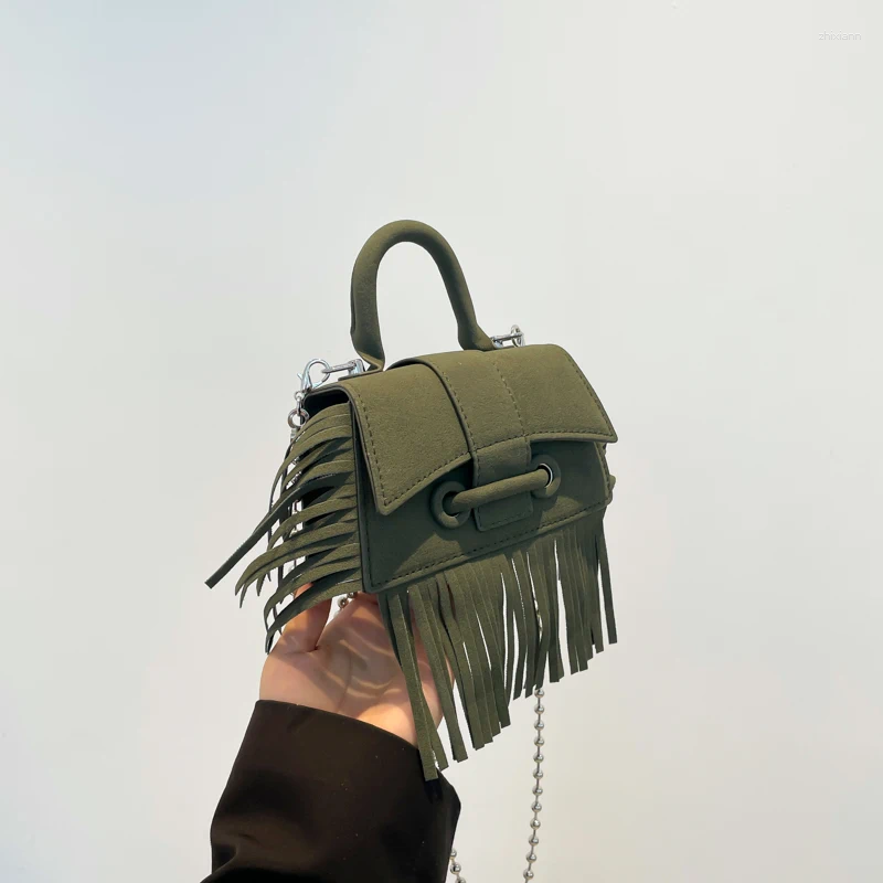 2025 NEW Drawstring Vintage Suede Leather Crossbody Bag PU Women's Handbag And Purse Ladies Tassel Shoulder Mini Travel zhanyishengli