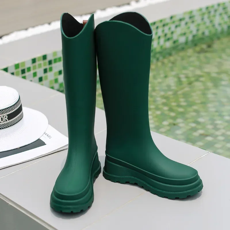 Shoes Water Women Rain Long Tube Ladies Fashion Korean Waterproof Non-slip Wear-resisting Boots Platform Rubber Work Boot fcb1 proof