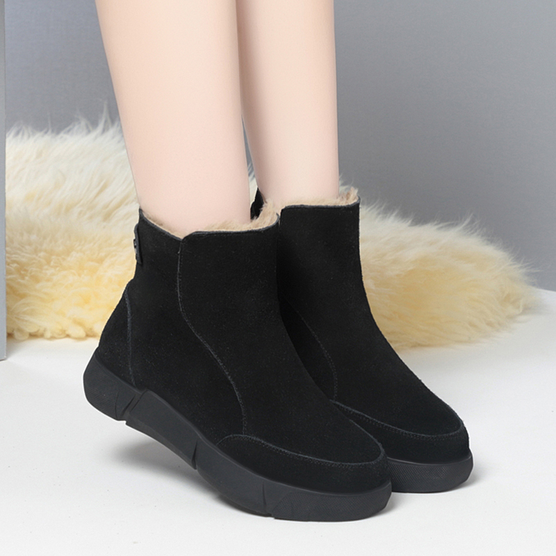 AIYUQI Snow Boot Women 2024 Winter New Suede Genuine Leather Women Short Boots Natural Wool Warm Non-slip Women's Ankle Boots