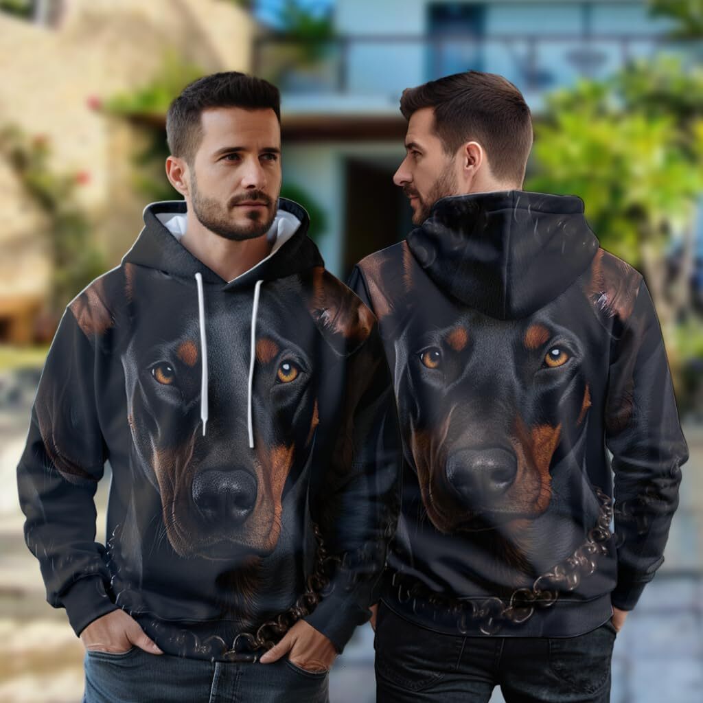 Hoodie for Mens Womens Dog Lovers Hoodies for Men Pullover Sweatshirts, 3D Dog Face Fleece Hooded Sweatshirt Series Graphic Hoodies sweatshirt