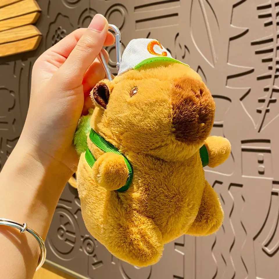 Cute Capybara plush toy cartoon Guinea pig pendant soft filled doll keychain backpack car bag keyring decoration childrens giftW240903