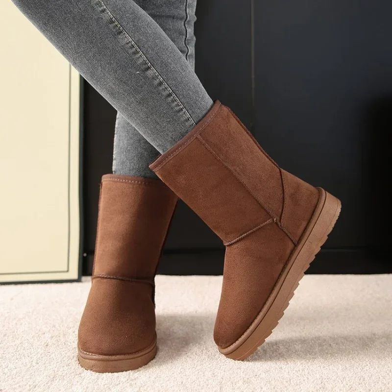 Women Shoes on Sale High Quality Winter Slip-on Mid-calf Women Boots Fashion Solid Casual Snow Boots Large Size Platform Boots