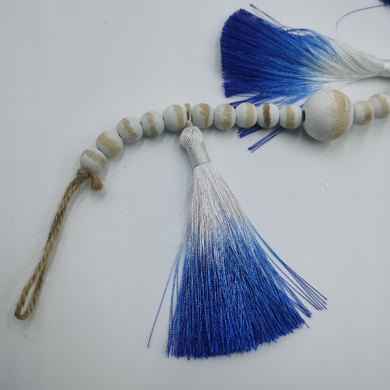 Bohemian-Style Wood Bead String Accessory with Attached Tassels for Unique Style