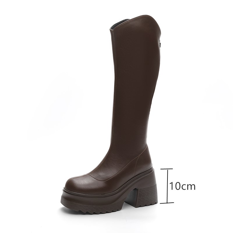 AIYUQI High Heel Boots Women Autumn 2024 New Genuine Leather Platform Boots Women Skinny Leg 10cm Heel High Female Rider Boots