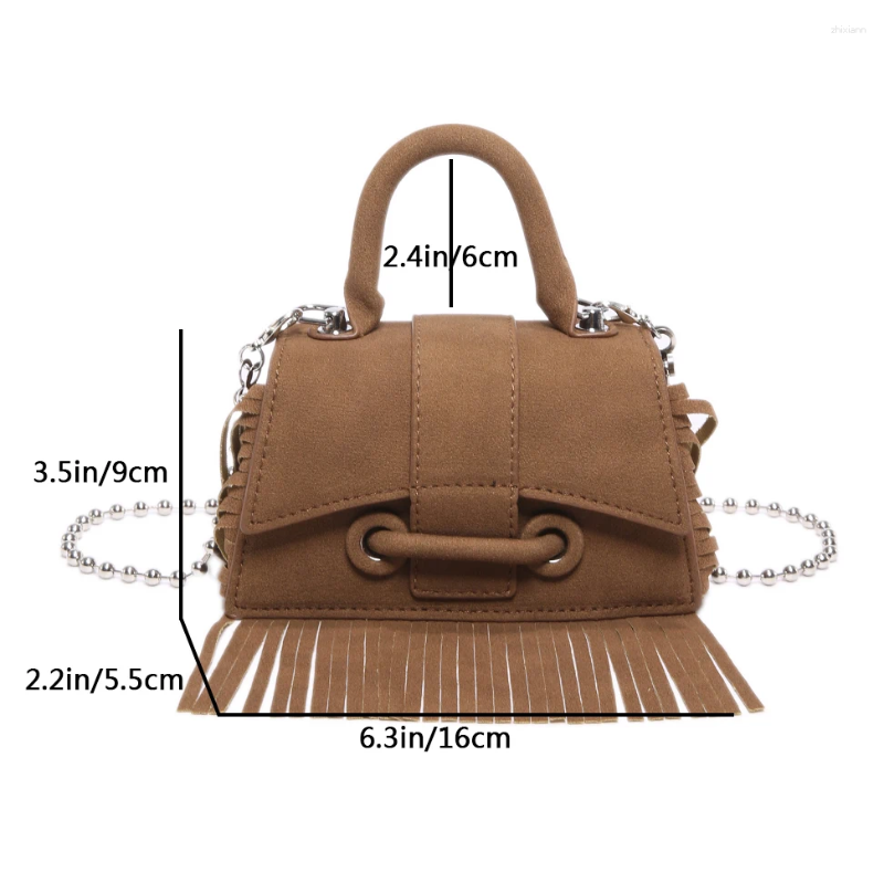2025 NEW Drawstring Vintage Suede Leather Crossbody Bag PU Women's Handbag And Purse Ladies Tassel Shoulder Mini Travel zhanyishengli