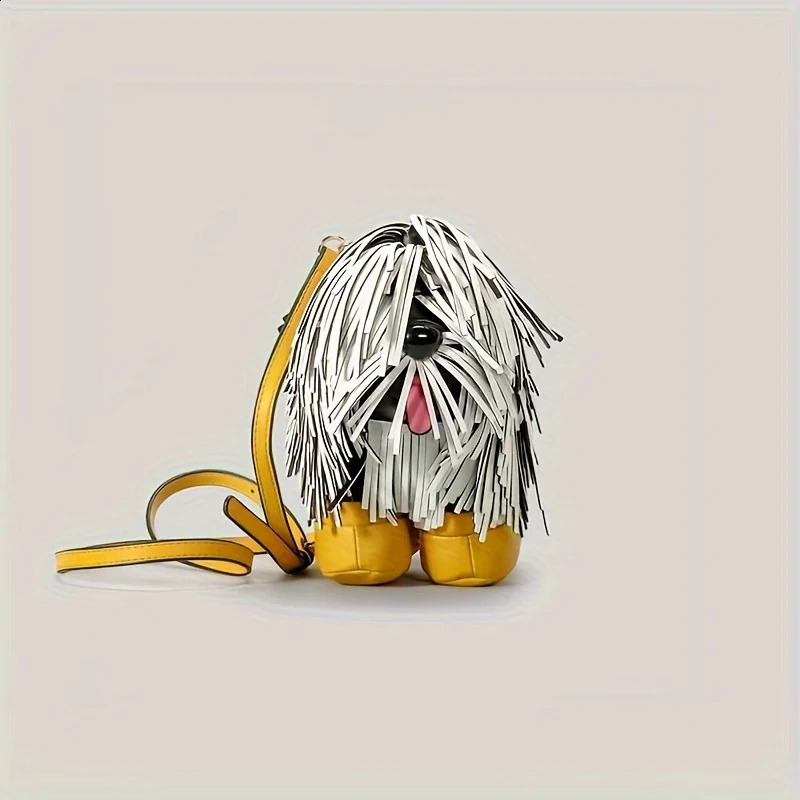 creative Chow chow n women shoulder bag funny tassel dog doll Novelty crossbody cute coin purses 240904