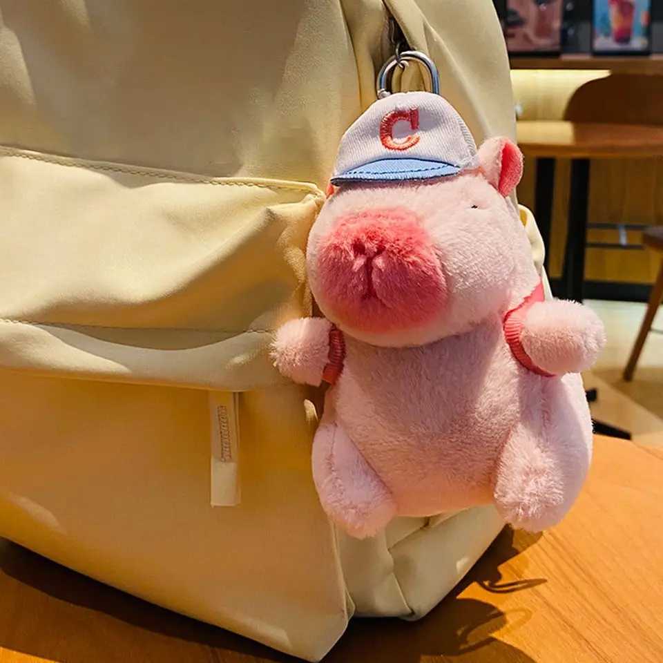 Cute Capybara plush toy cartoon Guinea pig pendant soft filled doll keychain backpack car bag keyring decoration childrens giftW240903