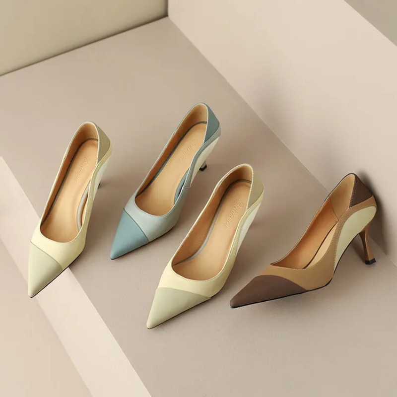 2025 new Pointy Color High Heels Women's Single Spring Summer New Fashion All Match Small Shoes 70e0