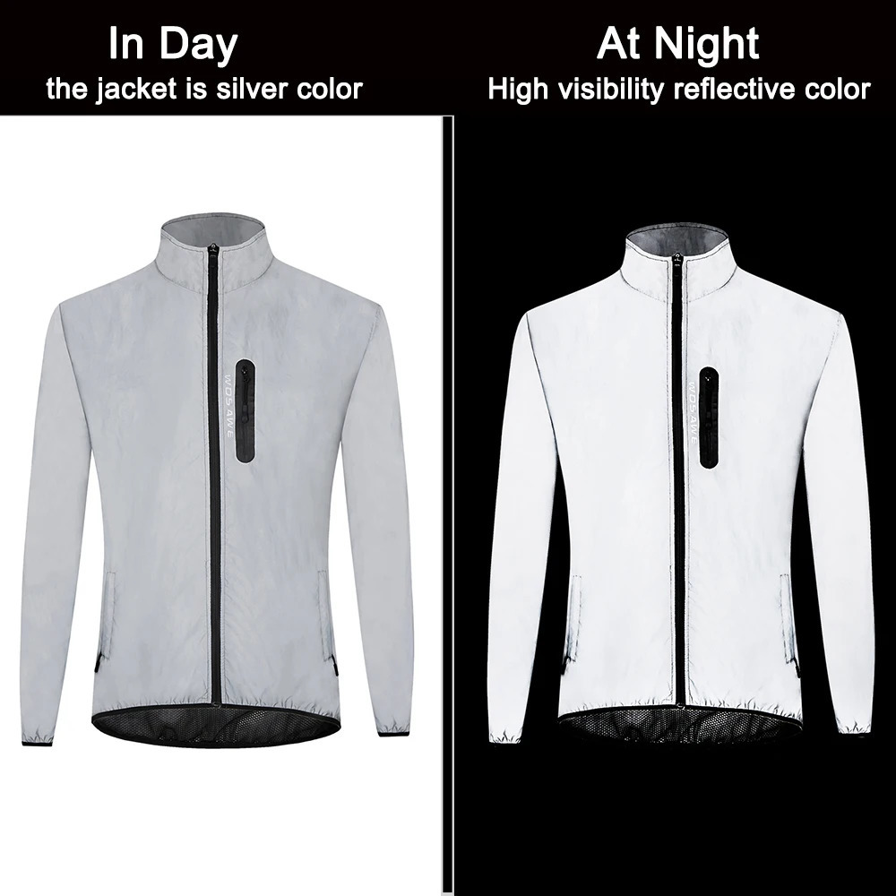 WOSAWE Full Reflective Cycling Jacket Mens Coat Spring Autumn Bicycle Windbreaker Bike Soft Windproof Waterproof Running Jacket 240902