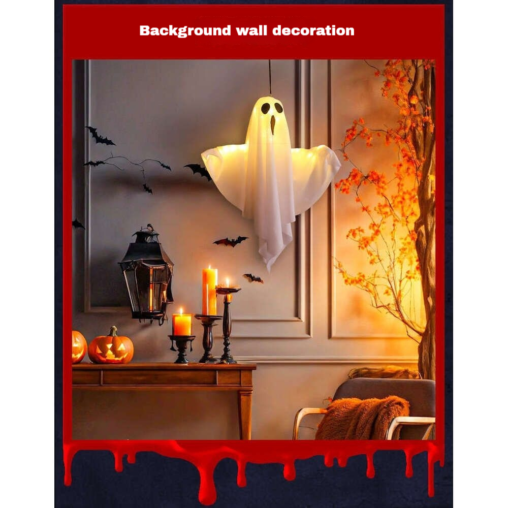 2024 LED Glow Ghost Party Halloween Decoration for Home Indoor Outdoor Haunted House Bar Hanging Horror Props with Lights