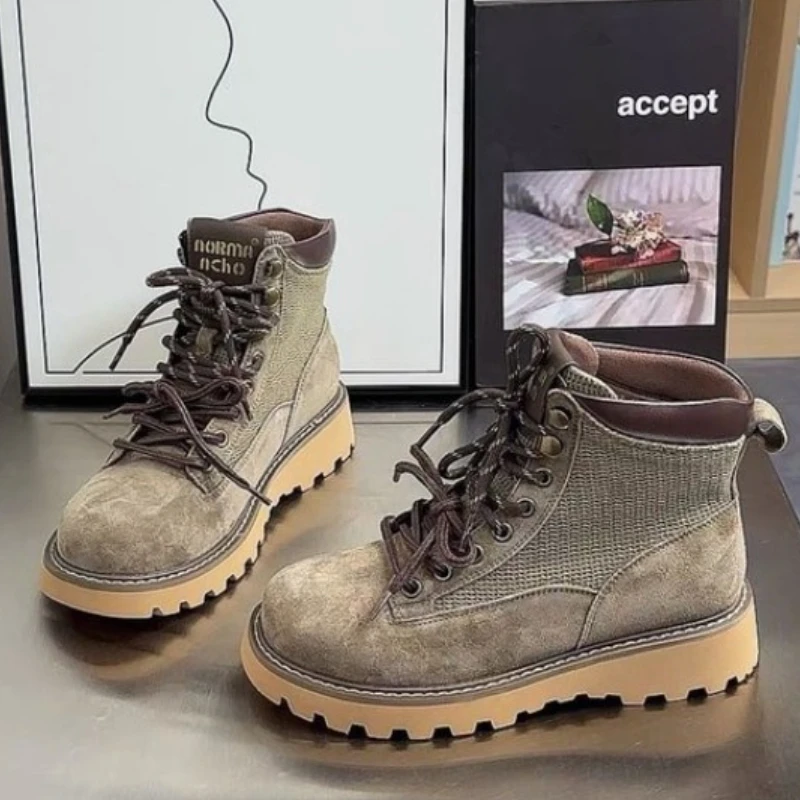 Station European Vintage Women's 2024 Autumn New Thick-Soled British Small Western Style Short Boots 9971 46c6