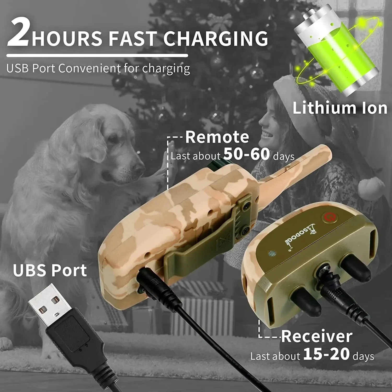 Pet Dog Training Collar Remote Control 2000ft Waterproof Rechargeable Pet Bark Stopper Dog Repeller Control Training Collar