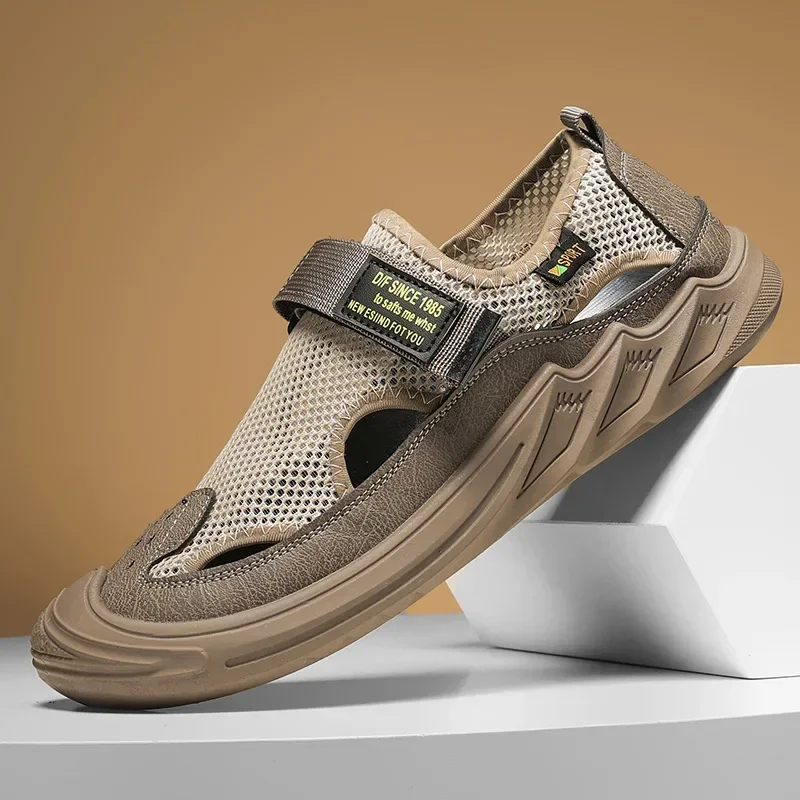 Mesh Shoes for Men's New Summer New Breathable Outdoor Sports and Leisure Soft Sole Anti Slip Baotou Sandals Shoes