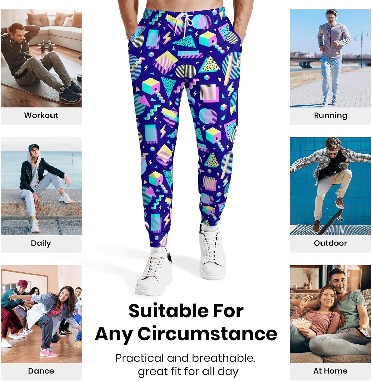 Sweatpants Mens 3D Printed Patterned Pants With Pockets Tapered Men Athletic Track Outfit For Sports Running Workout Jogging Sweat Trousers Y2K baggy