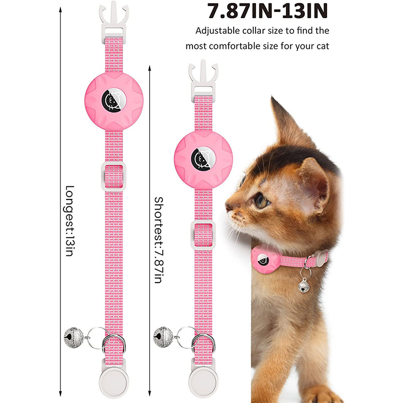 for Apple AirTag Cat Collar,Air Tag Pet Collar with airtag Holder and Bell Reflective GPS Kitten Collar for Girl Boy Cats gatos