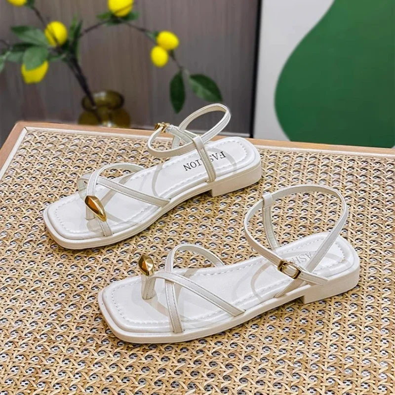 Heeled Sandals Shoes Women's Black Beach New Summer Girls Low Comfort Sports Casual Solid