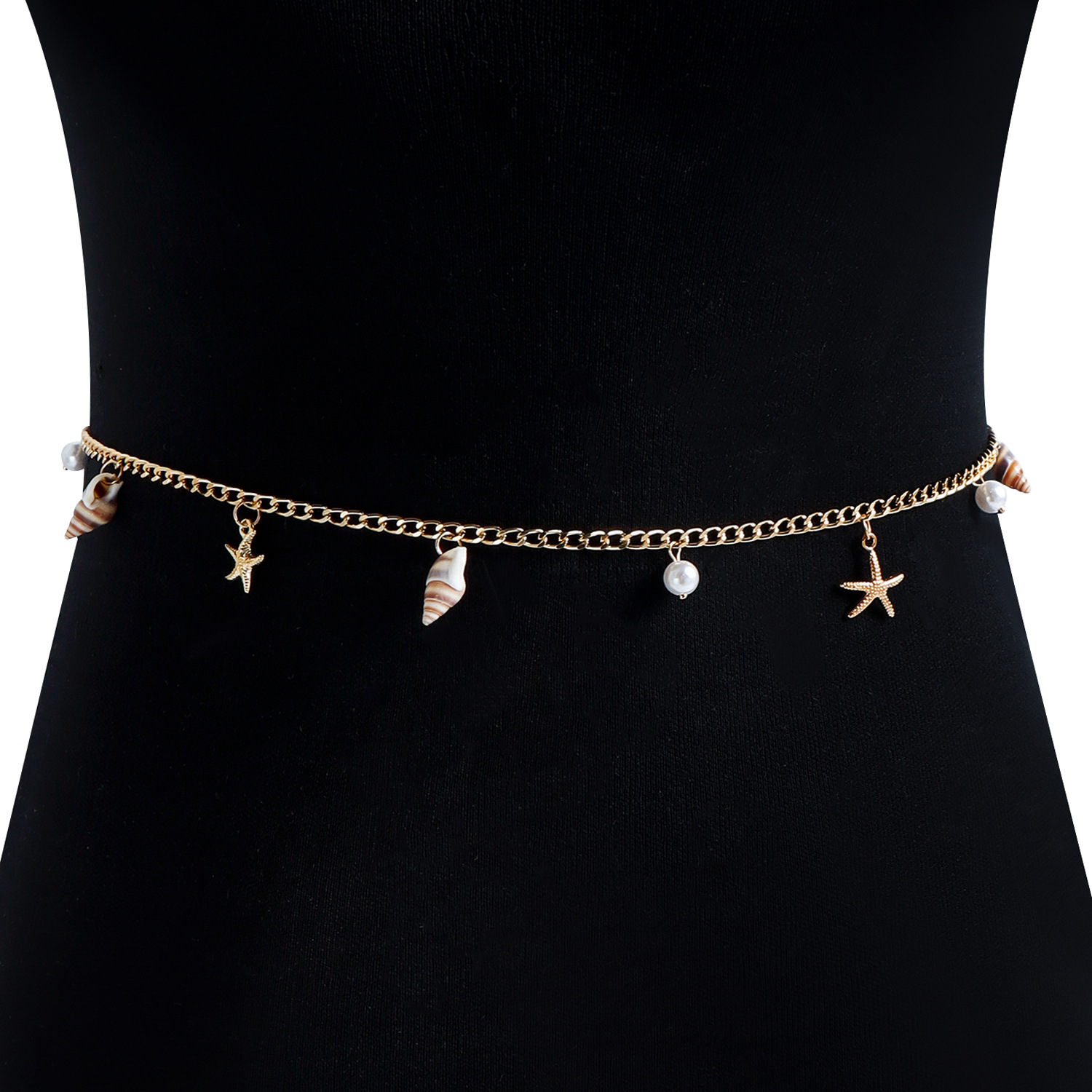 Bohemian Style Waist Chain Belly for Women Gold Plated Zinc Alloy Concha Beads For Sea Vocation Holiday Party Casual Wear
