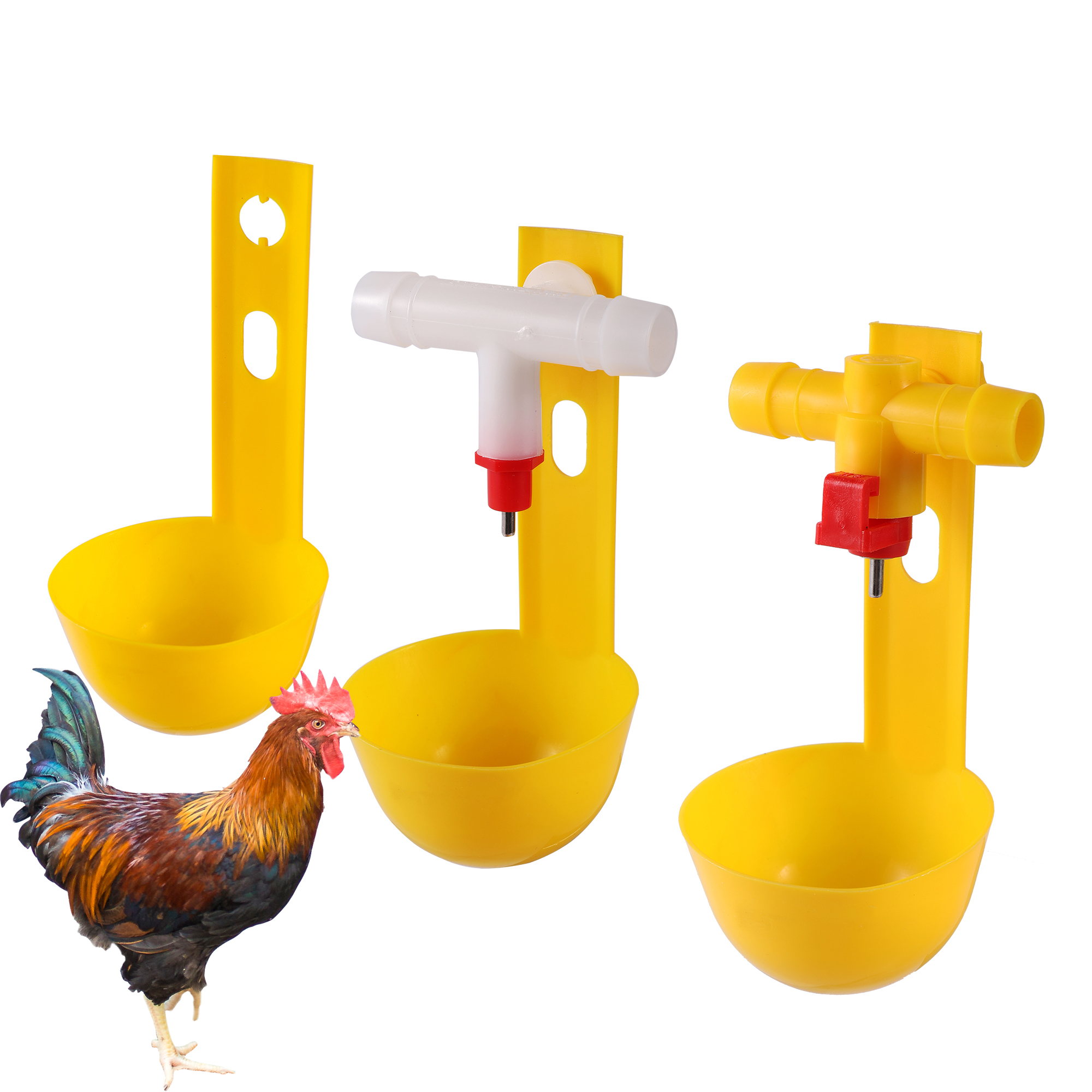 Chicken Drinking Cup Ball Drinking Chicken Water System Nipple Drinking Cup Chicken Feeder Farming Poultry Feeding Supplies 5Pcs