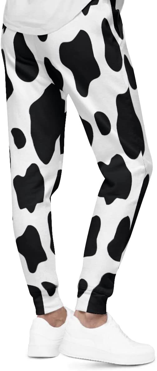 Sweatpants Mens Cow Print 3D Printed Patterned Pants Loose Joggers With Pockets Lightweight Workout Gym Running Sweat Trousers Y2K baggy