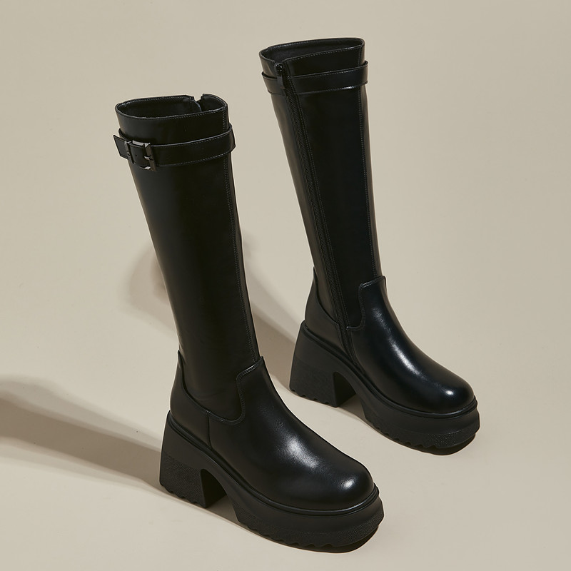 AIYUQI Long Boots Women 2024 New Women's High Heel Boots 10cm Heel High Platform Fashion Skinny Rider Boots Women