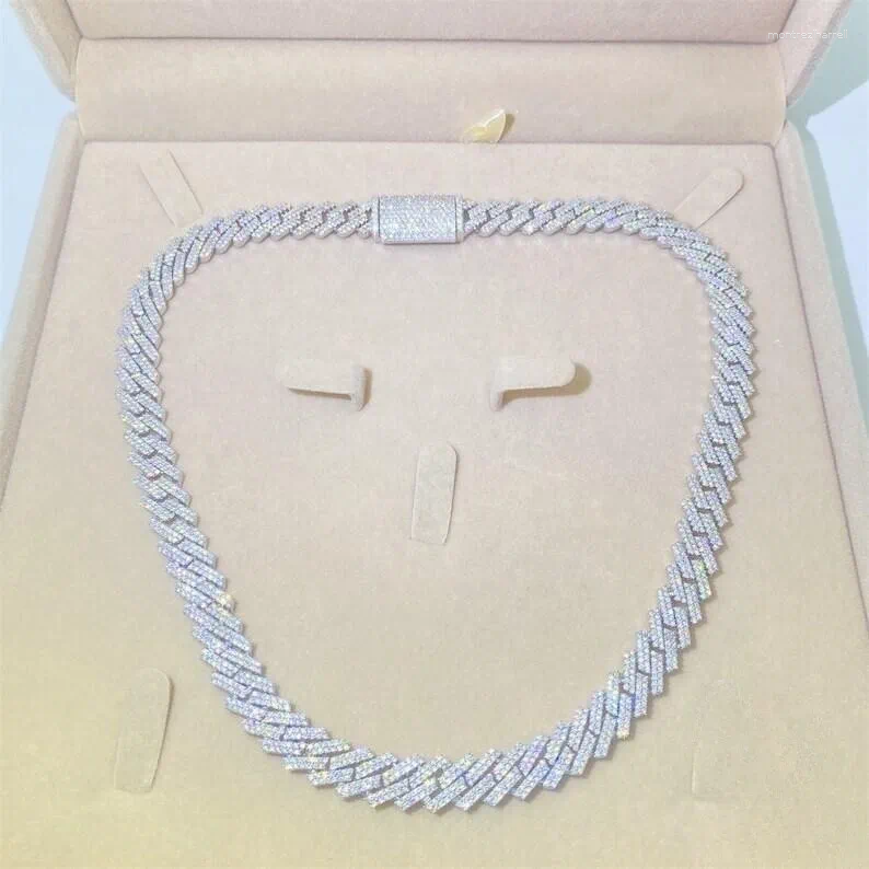 Chains Hiphop Jewelry 14mm Sterg Sier Sparkg Custom Iced Out Vvs Moissanite Cuban k Chain