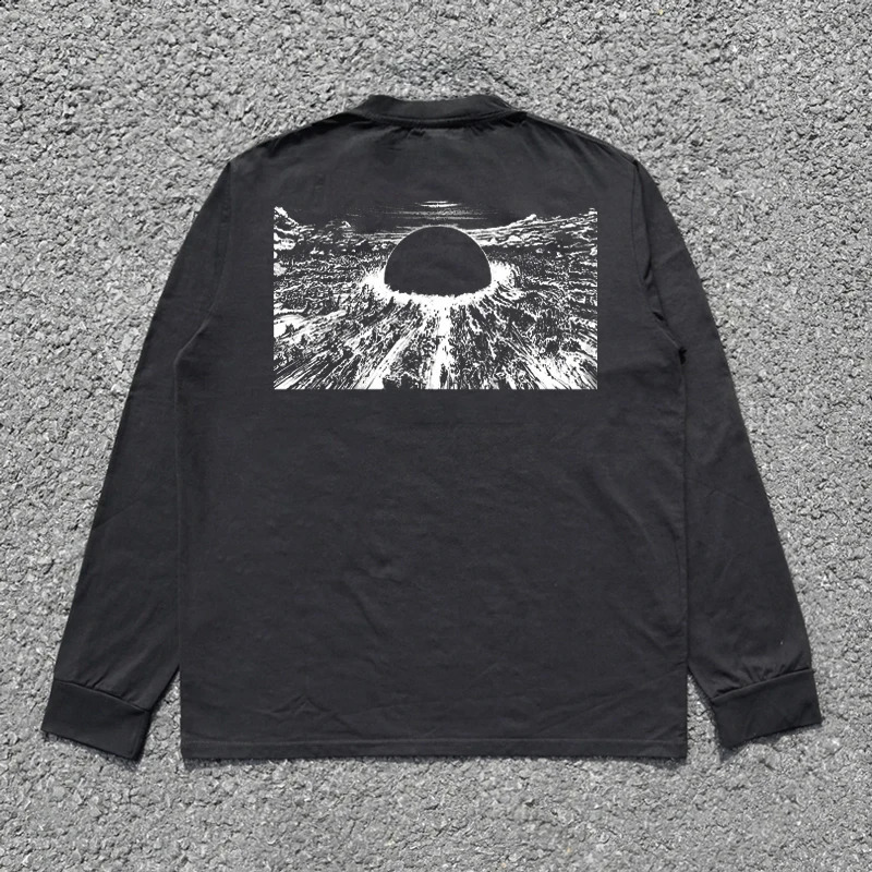 AKIRA Oversize Cotton Long sleeved T shirt Y2K Hip Hop High Street Man Vintage Tees Tops Spring and autumn 240903