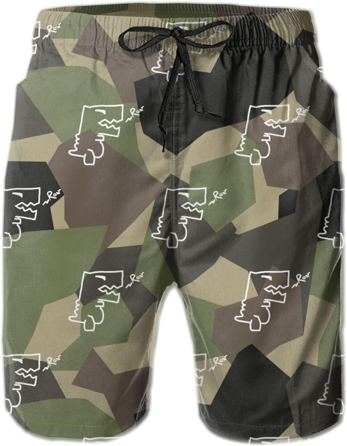 Mens Shorts 3D Printed Pattern Camouflage Dinosaur Swim Trunks Quick Dry Fashion Beach Board Swimwear