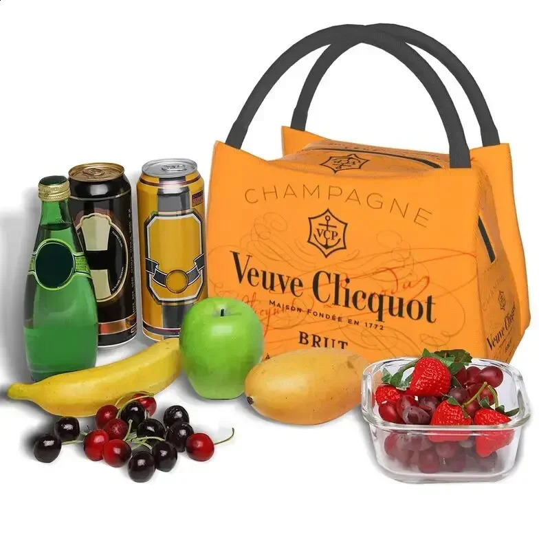 Custom Clicquot Champagne Lunch Bags Men Women VCP Warm Cooler Insulated Boxes for Picnic Camping Work Travel 240903