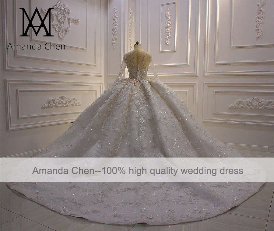 Mariage Robe Femme Full Sleeve Rhie Crystal D Wers Ball Gown Wedding Dress Ress