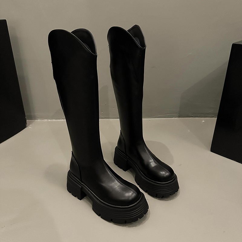 Black Petite Women's Thick-soled High-heeled Long Over-the-knee Knight Boots Autumn/winter