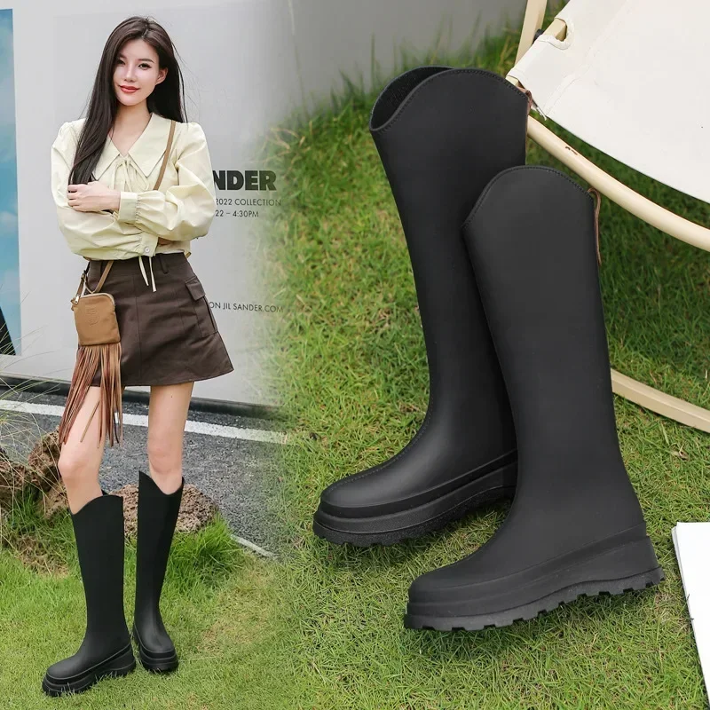 Shoes Water Women Rain Long Tube Ladies Fashion Korean Waterproof Non-slip Wear-resisting Boots Platform Rubber Work Boot fcb1 proof