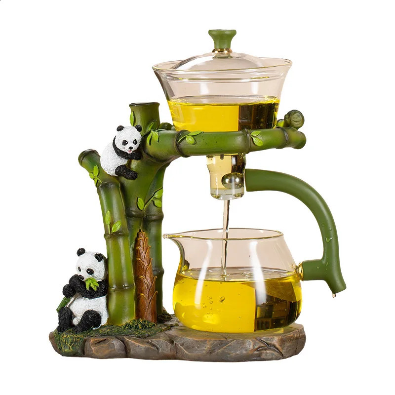Glass Automatic Tea Set Panda Shaped Tea Maker Household Light High-end Magnetic Bubble Tea Pot 240904