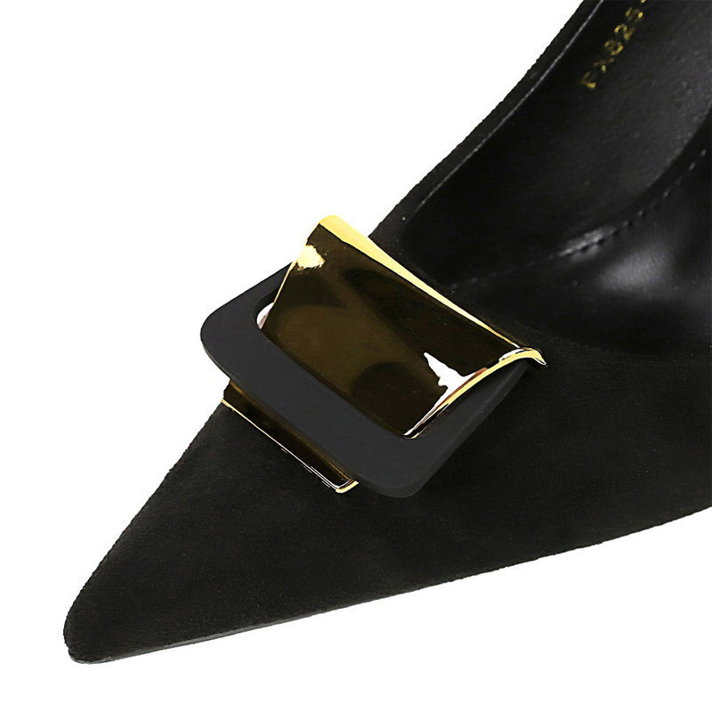 2025 new Metal BIGTREE Buckle Decoration Pumps Suede High Ladies Stilettos Women Heels Shoes Large Size 43 a62c