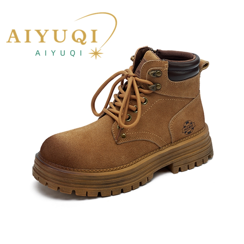 AIYUQI 2024 New Women Ankle Boots Real leather Retro Cargo Boots Women Anti-slip Thick Bottom Fashion Women's Winter Shoes