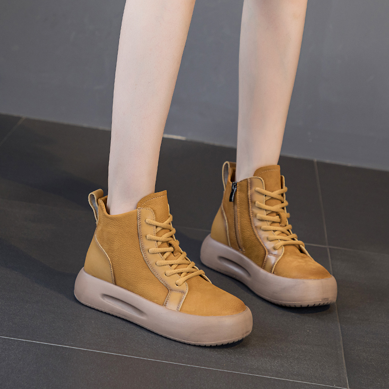 AIYUQI Women Sneakers Boots 2024 New Genuine Leather Winter Boots Women Casual Round Toe Side Zipper Platform Women Ankle Boots